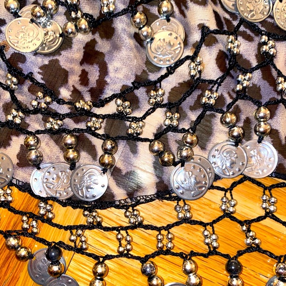 Leopard belly dancing beaded wrap skirt one size - Picture 3 of 4